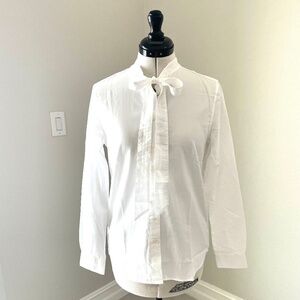 NIB GANT Ladies Oxford Button Up Long Sleeve Shirt Bow Tie Cotton SZ EU 34 US 4